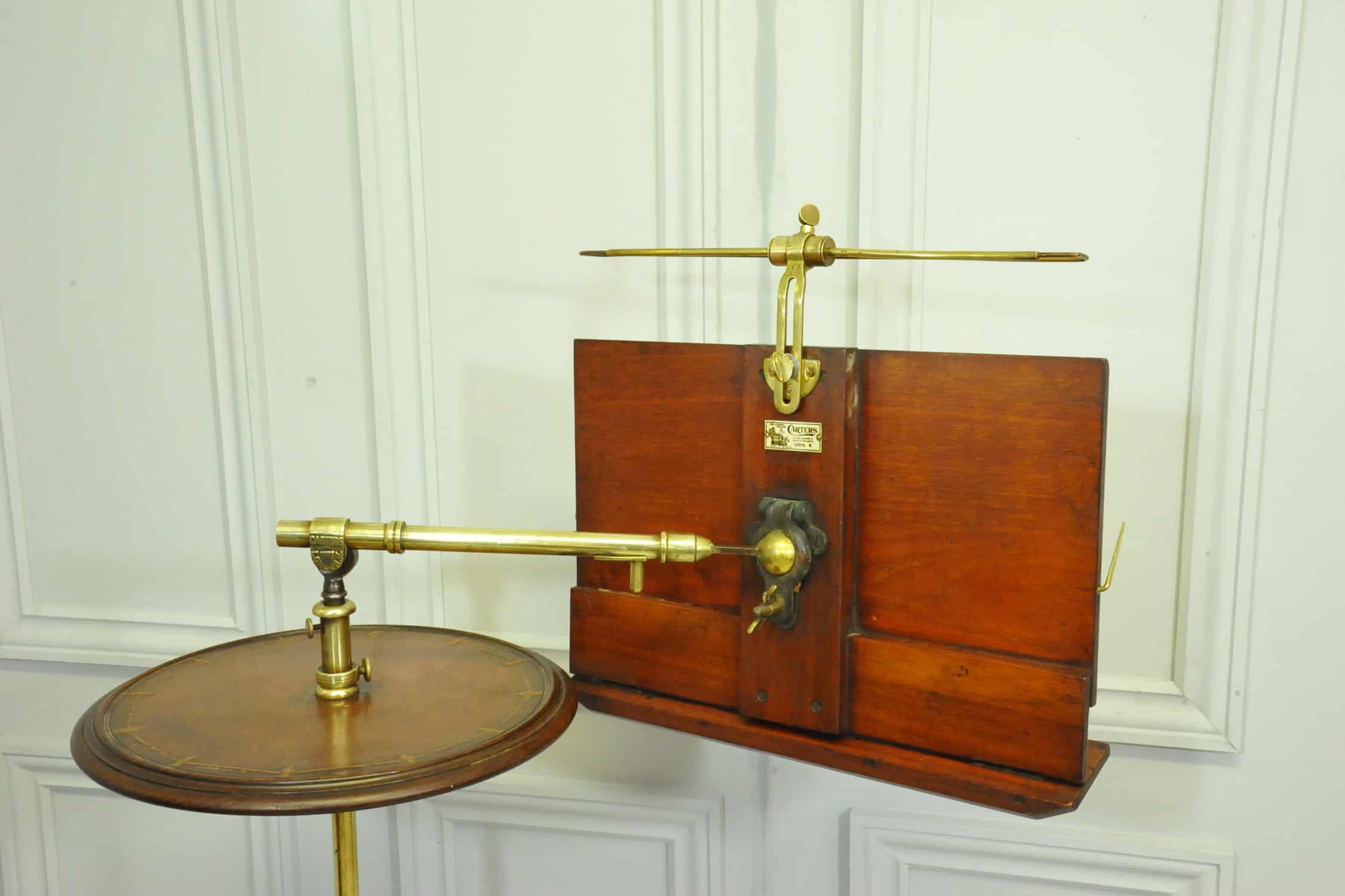antique carters of london literary machine reading music brass and mahogany stand table