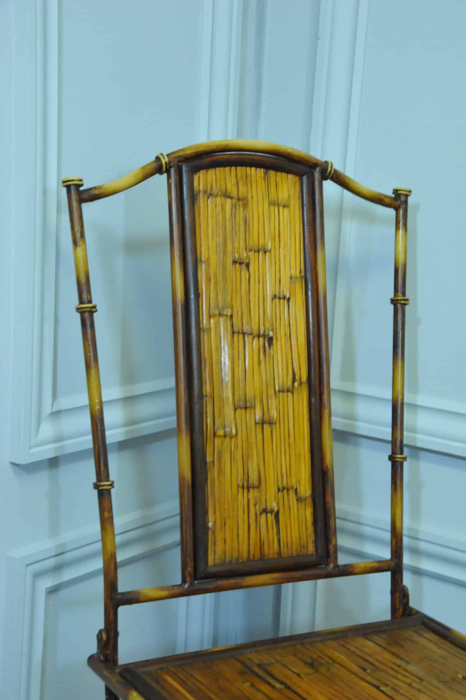 a vintage french faux bamboo folding conservatory chair