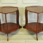 a pair of french art deco amboyna side bedside lamp drinks two tier tables