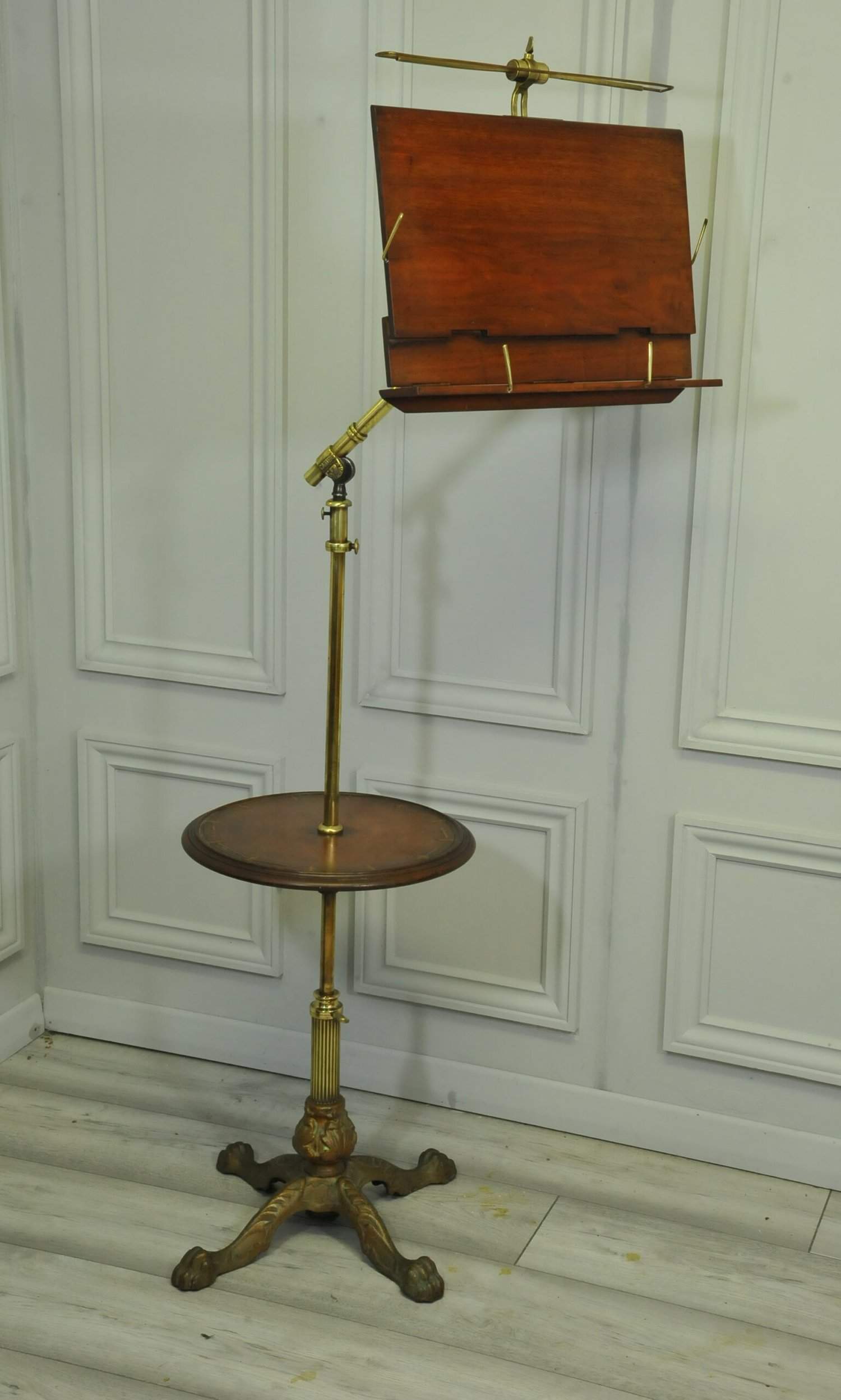 antique carters of london literary machine reading music brass and mahogany stand table