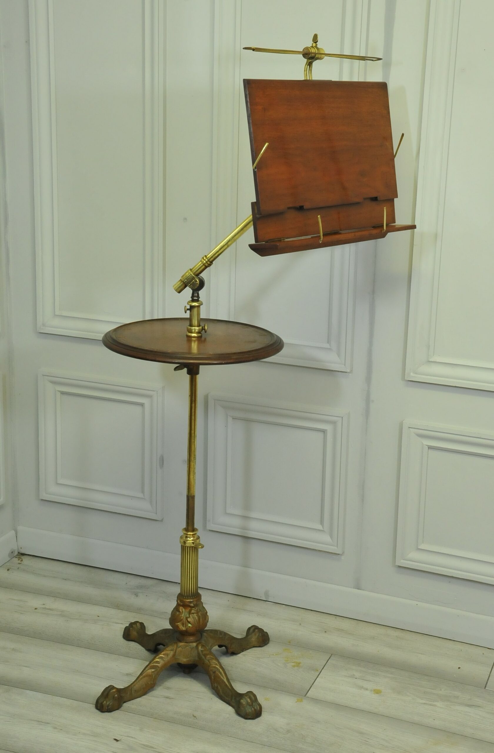 antique carters of london literary machine reading music brass and mahogany stand table