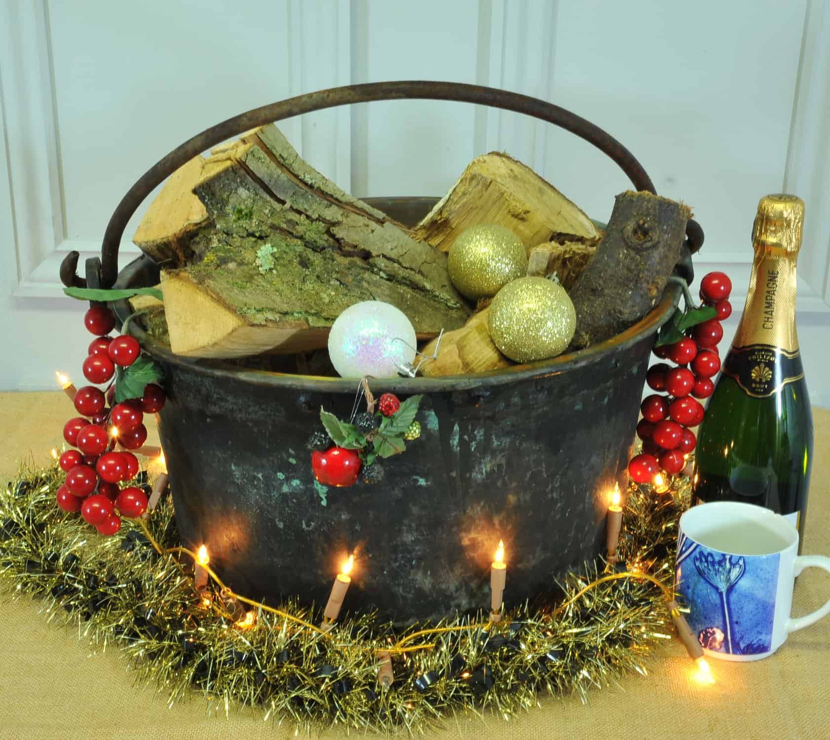 a very large antique french copper cauldron