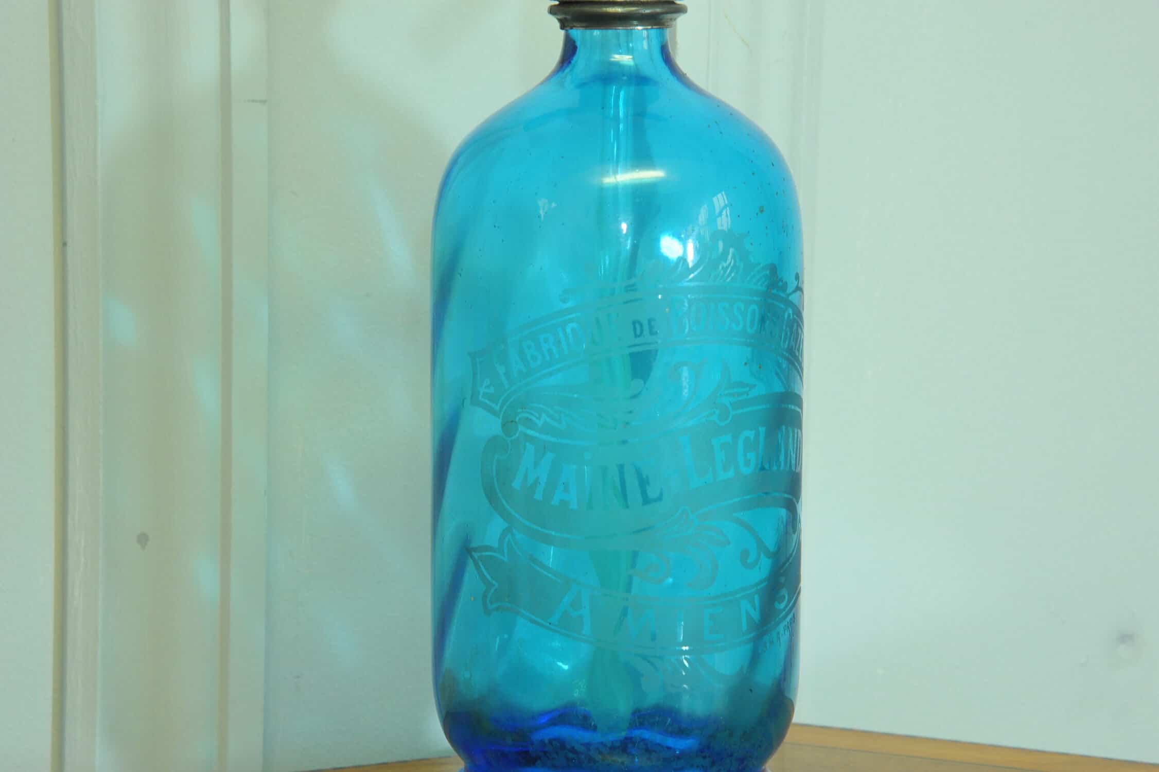 vintage blue glass french soda syphon