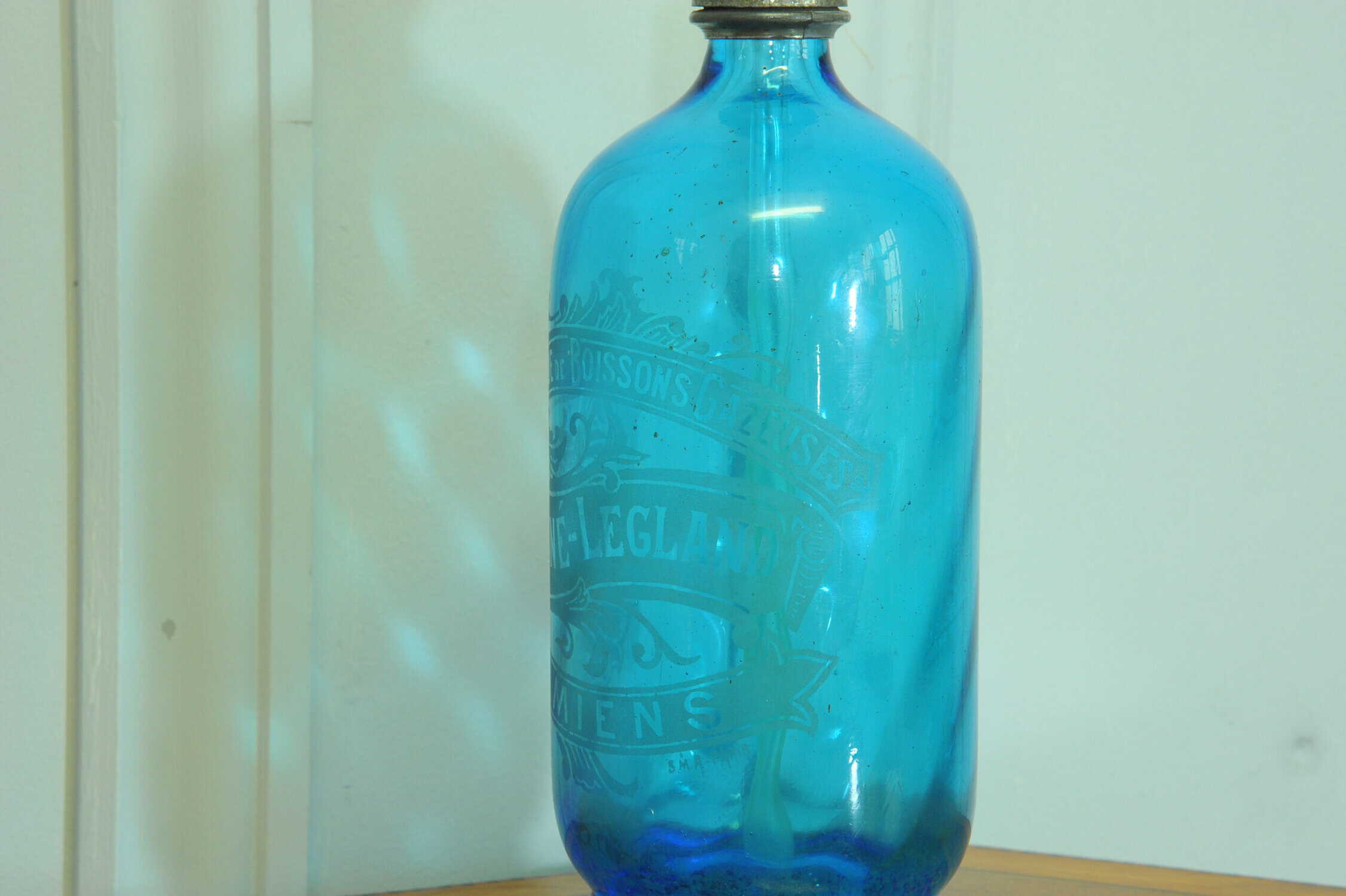 vintage blue glass french soda syphon