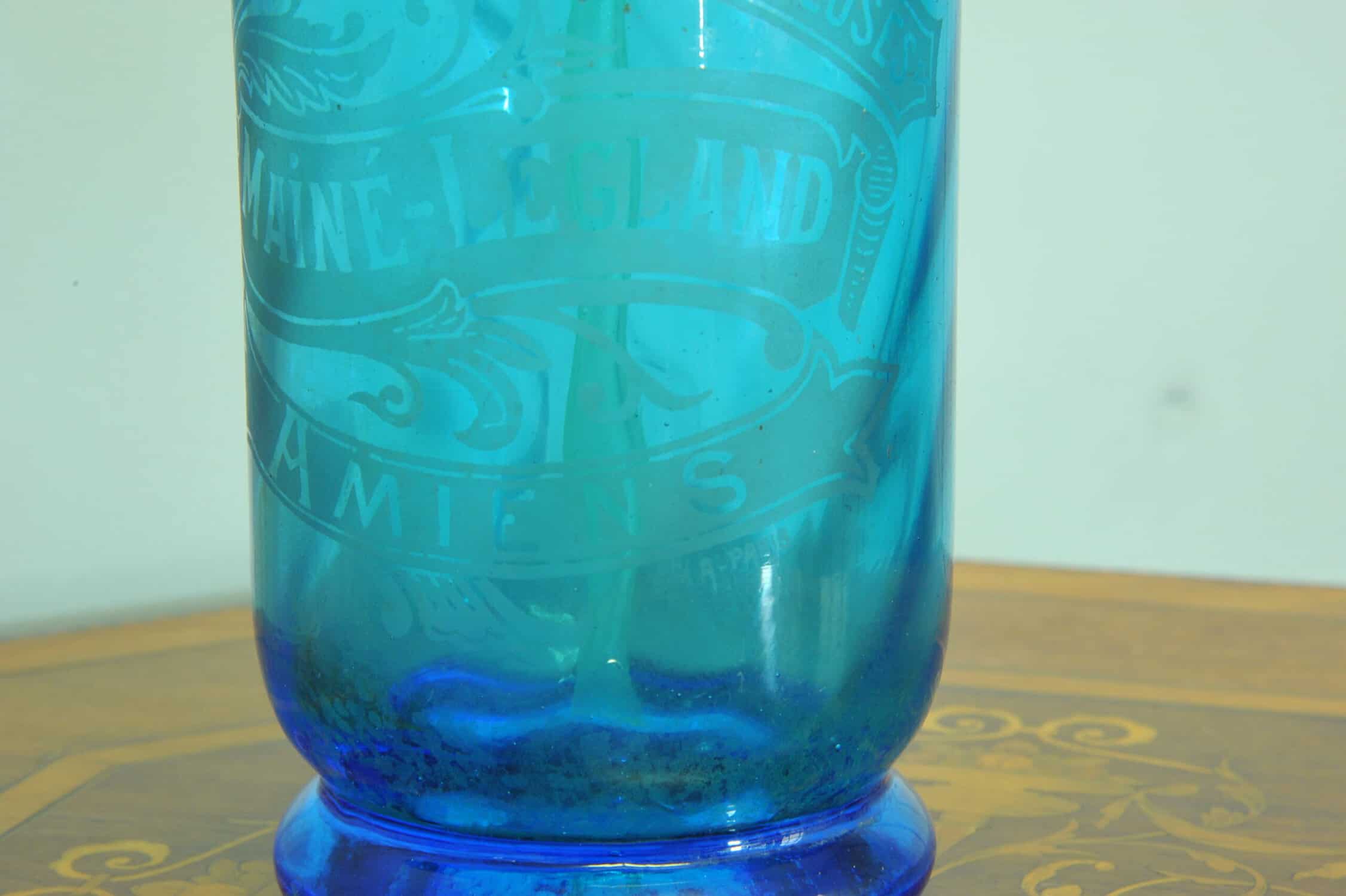 vintage blue glass french soda syphon