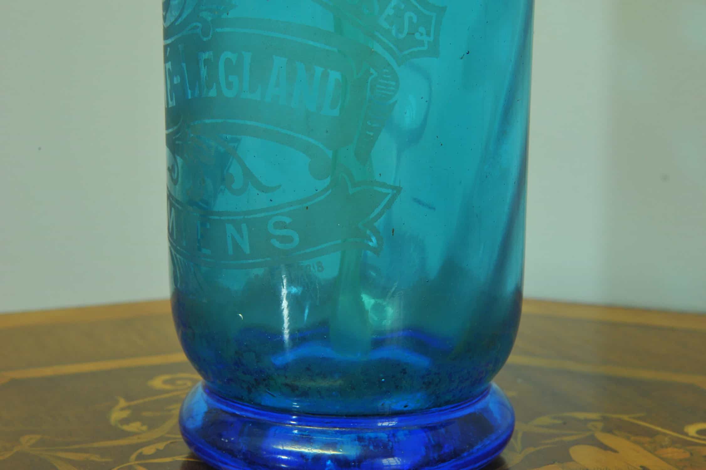 vintage blue glass french soda syphon