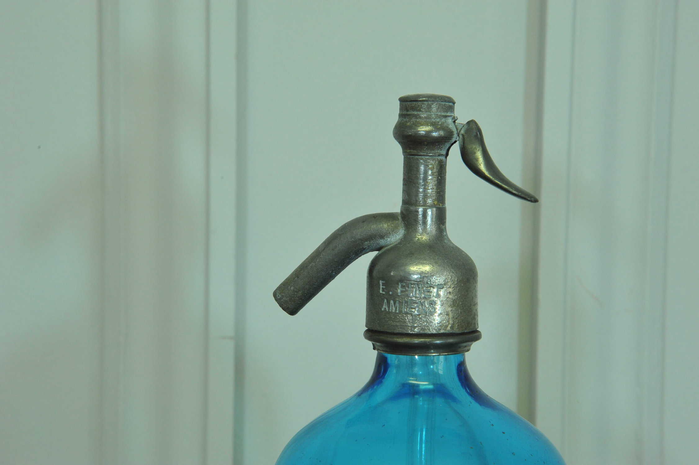 vintage blue glass french soda syphon