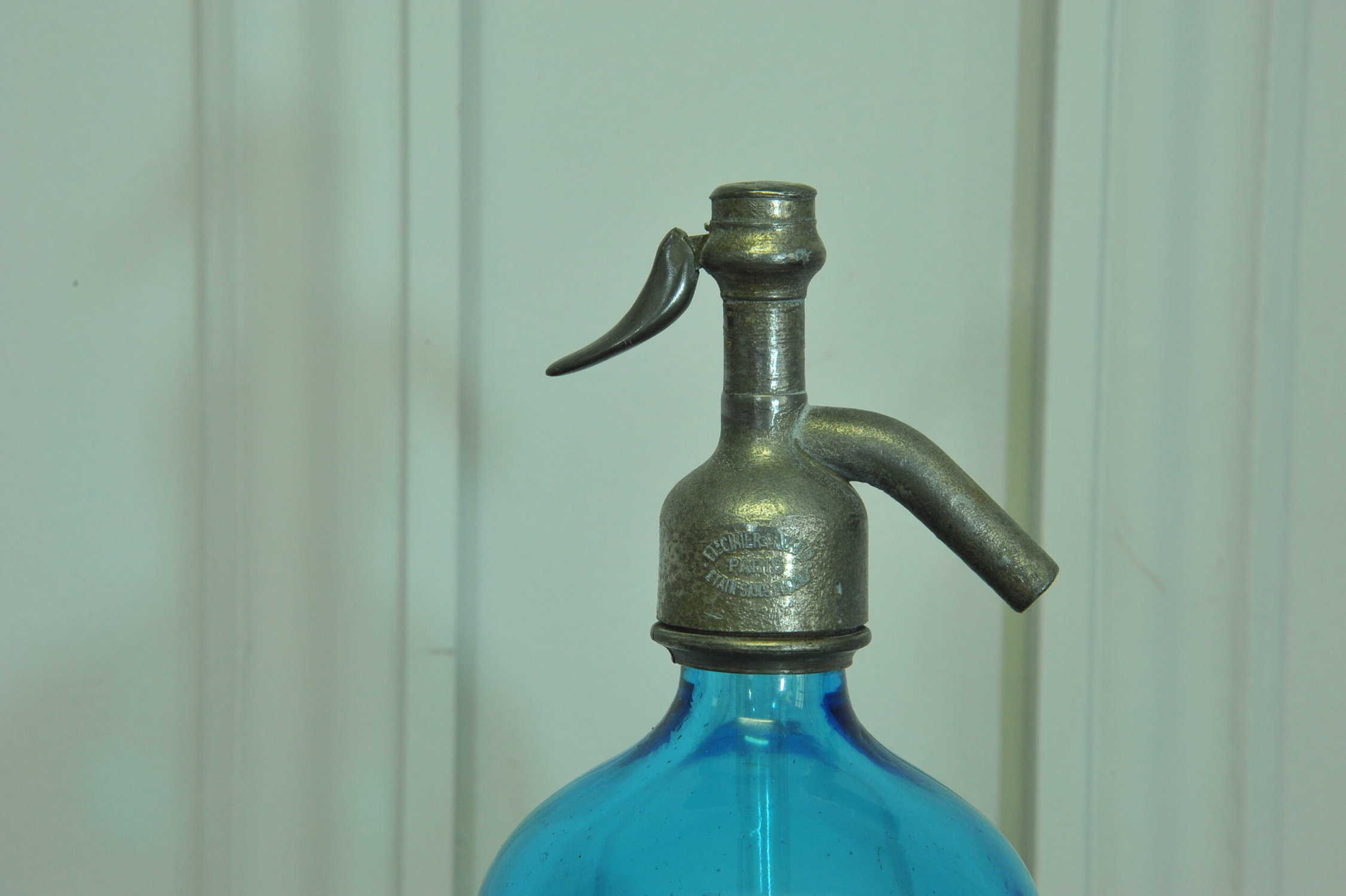 vintage blue glass french soda syphon