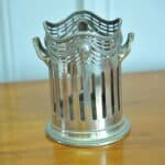 a rare antique vintage silver plate soda syphon wine bottle base holder