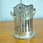 a rare antique vintage silver plate soda syphon wine bottle base holder