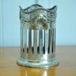 a rare antique vintage silver plate soda syphon wine bottle base holder