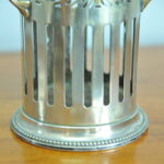 a rare antique vintage silver plate soda syphon wine bottle base holder