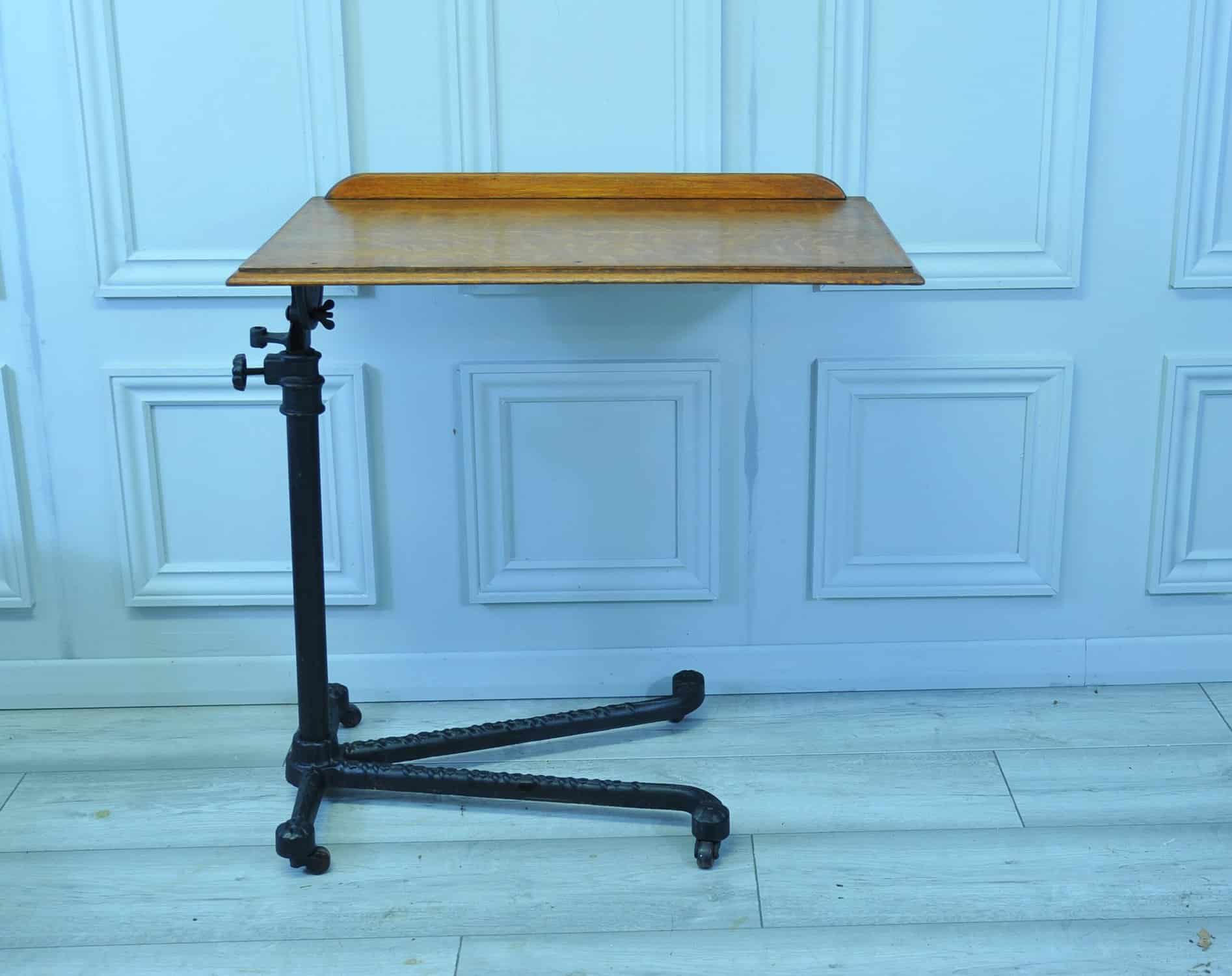 antique carters of london oak and cast iron adjustable table