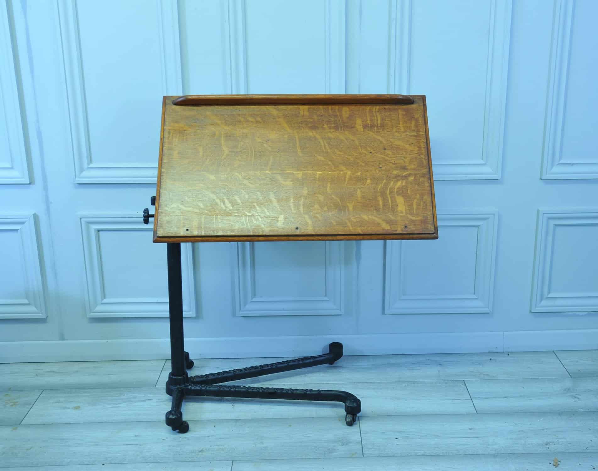 antique carters of london oak and cast iron adjustable table