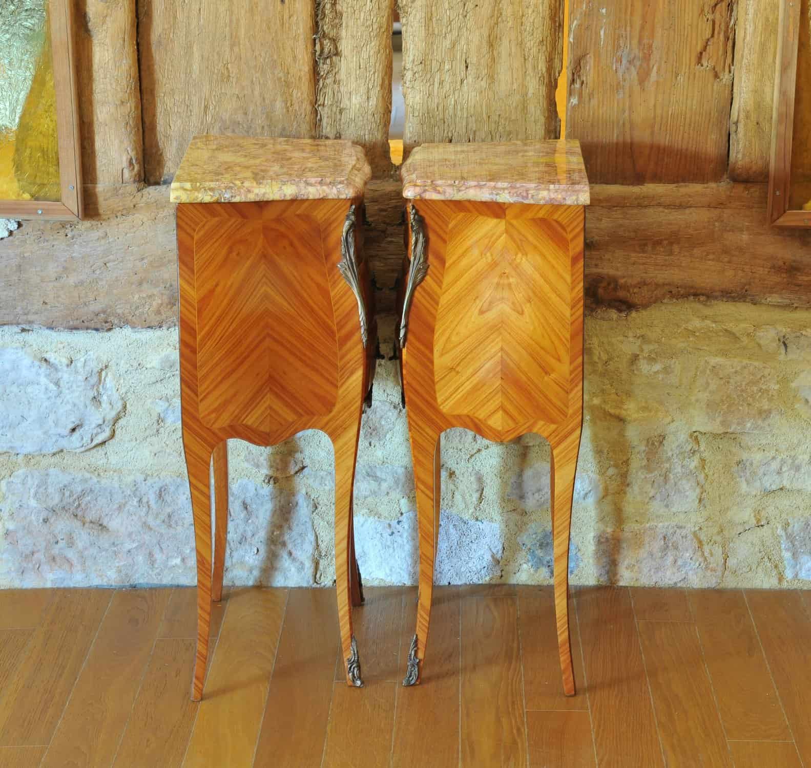 stunning pair of vintage three drawer marble top cabinets