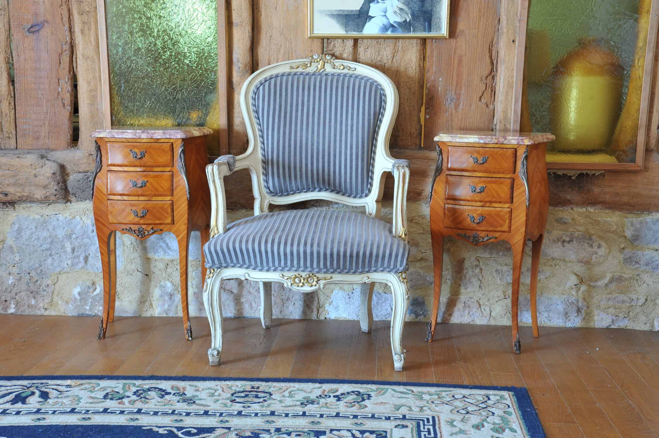 stunning pair of vintage three drawer marble top cabinets