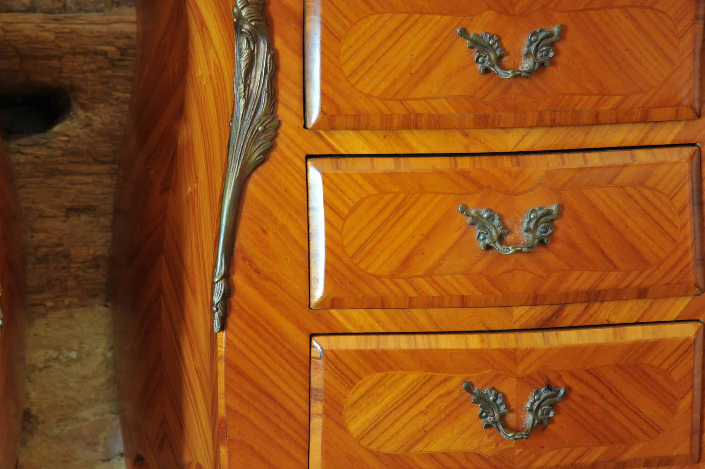 stunning pair of vintage three drawer marble top cabinets