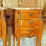 stunning pair of vintage three drawer marble top cabinets