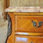 stunning pair of vintage three drawer marble top cabinets