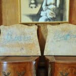 beautiful pair of vintage mid c louis xv style marble top side cabinets