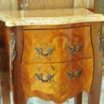 beautiful pair of vintage mid c louis xv style marble top side cabinets