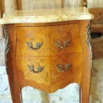 beautiful pair of vintage mid c louis xv style marble top side cabinets