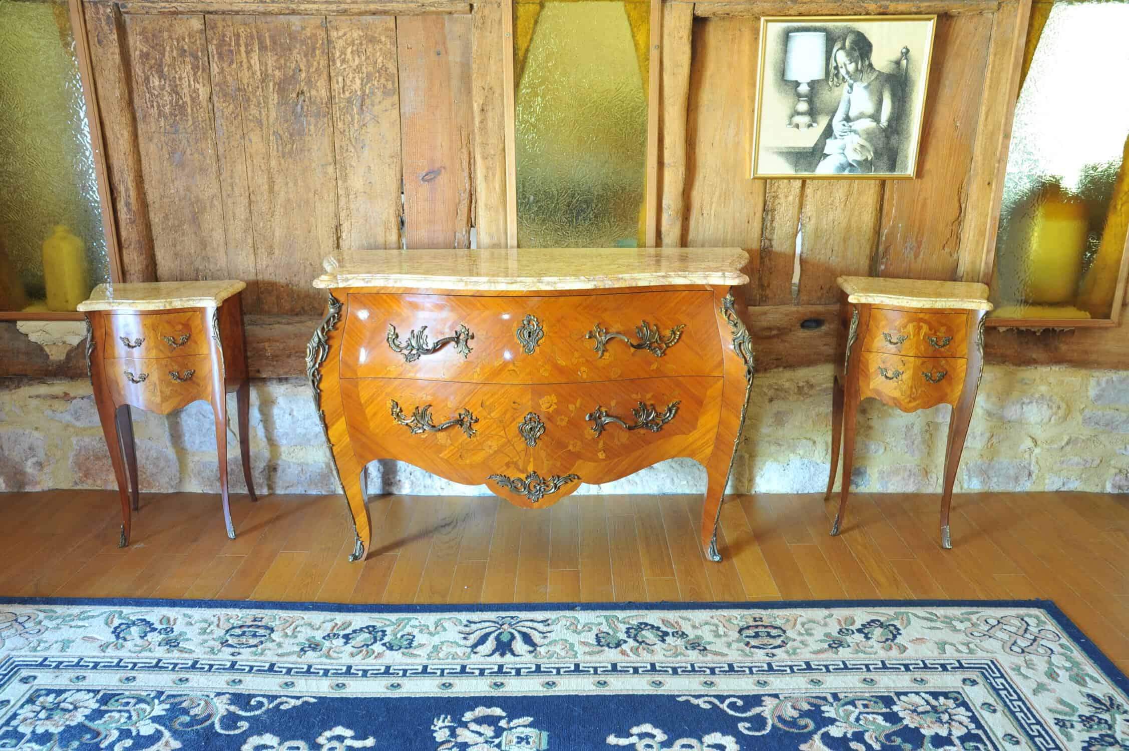 stunning vintage french louis xv style marble top chest of drawers