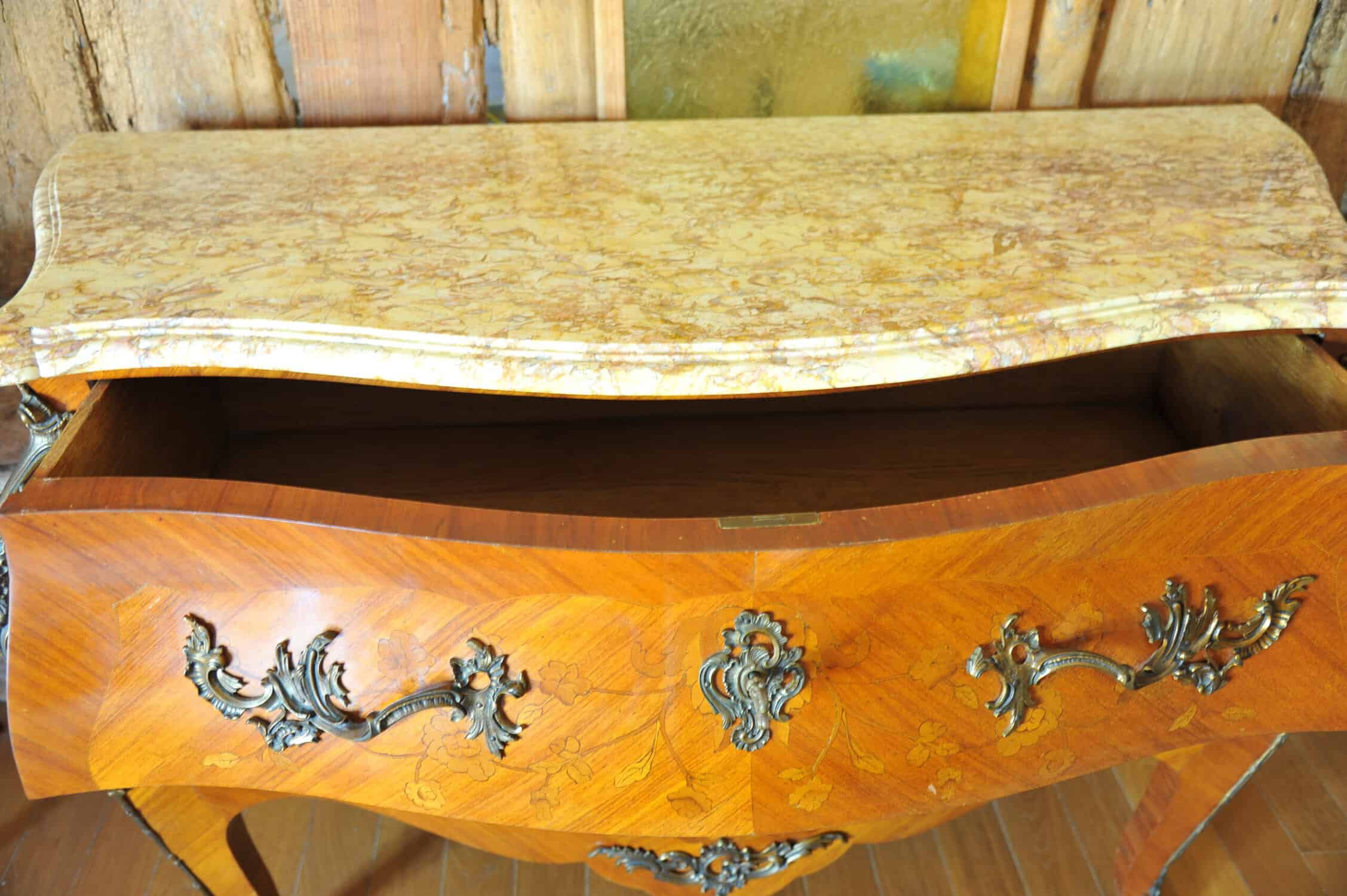 stunning vintage french louis xv style marble top chest of drawers