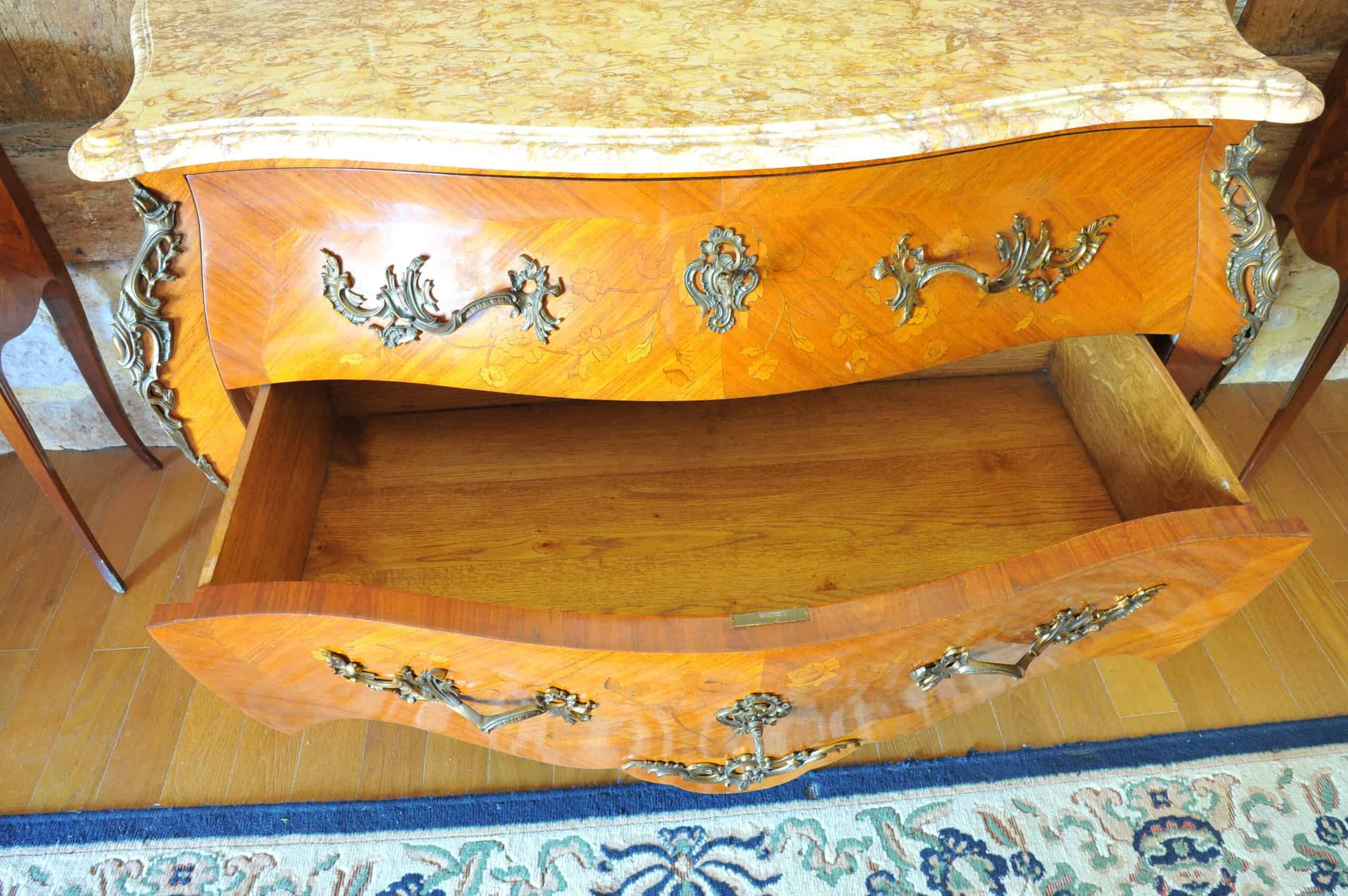 stunning vintage french louis xv style marble top chest of drawers