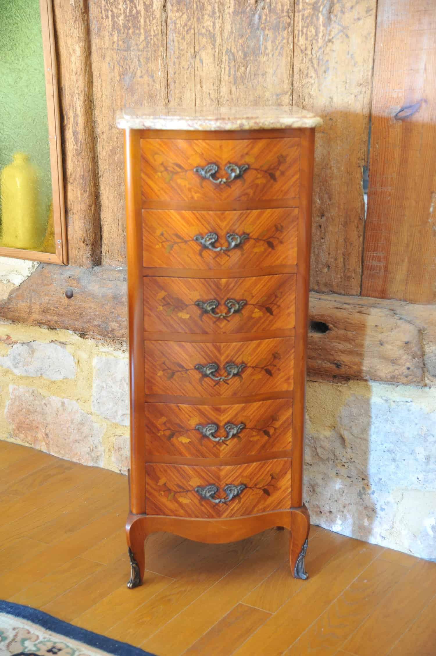 stunning vintage french louis xv style marble top tall chest