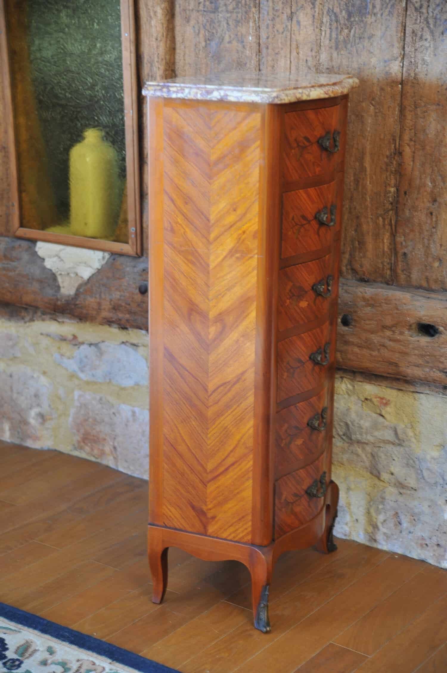 stunning vintage french louis xv style marble top tall chest