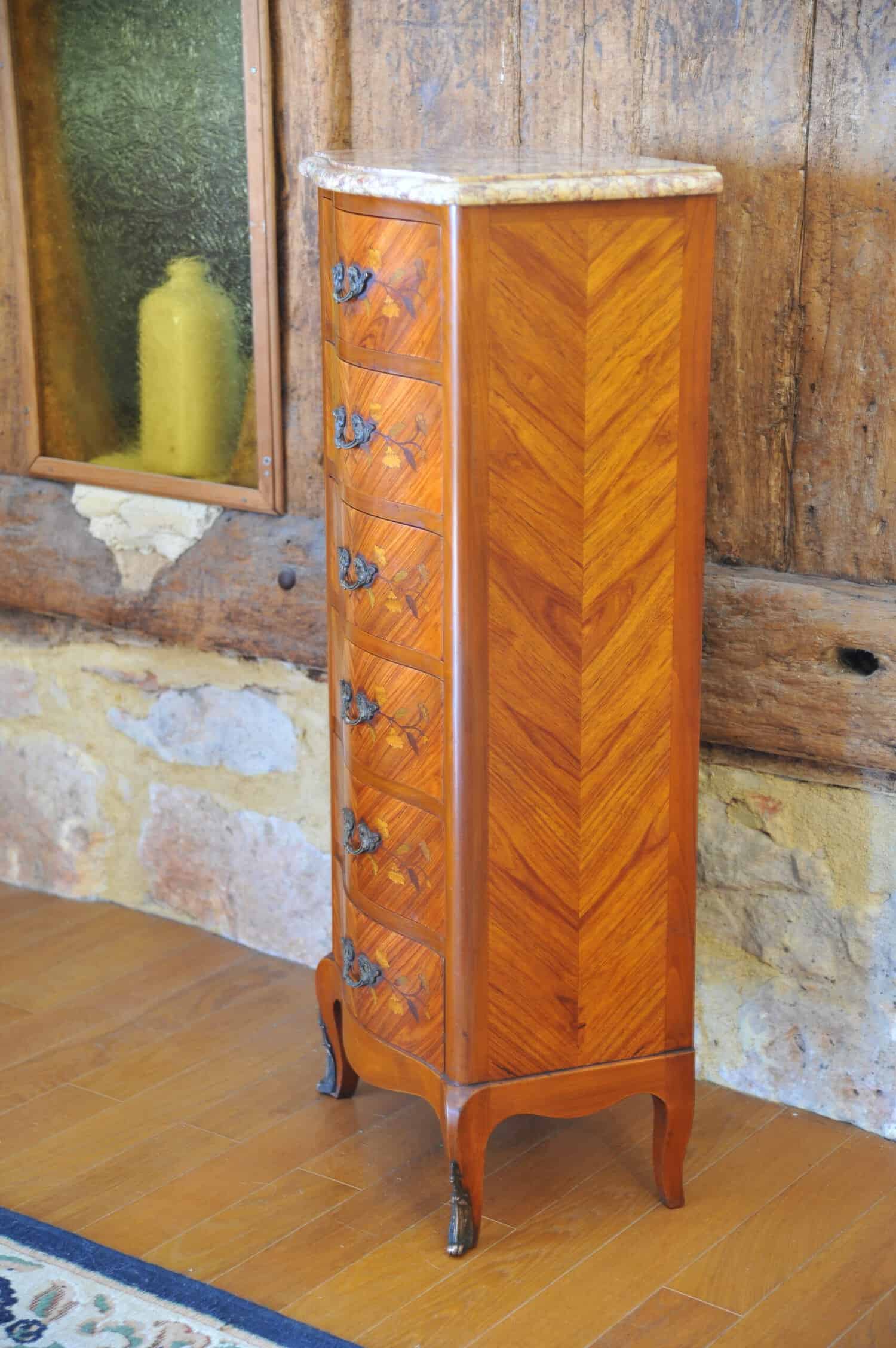 stunning vintage french louis xv style marble top tall chest