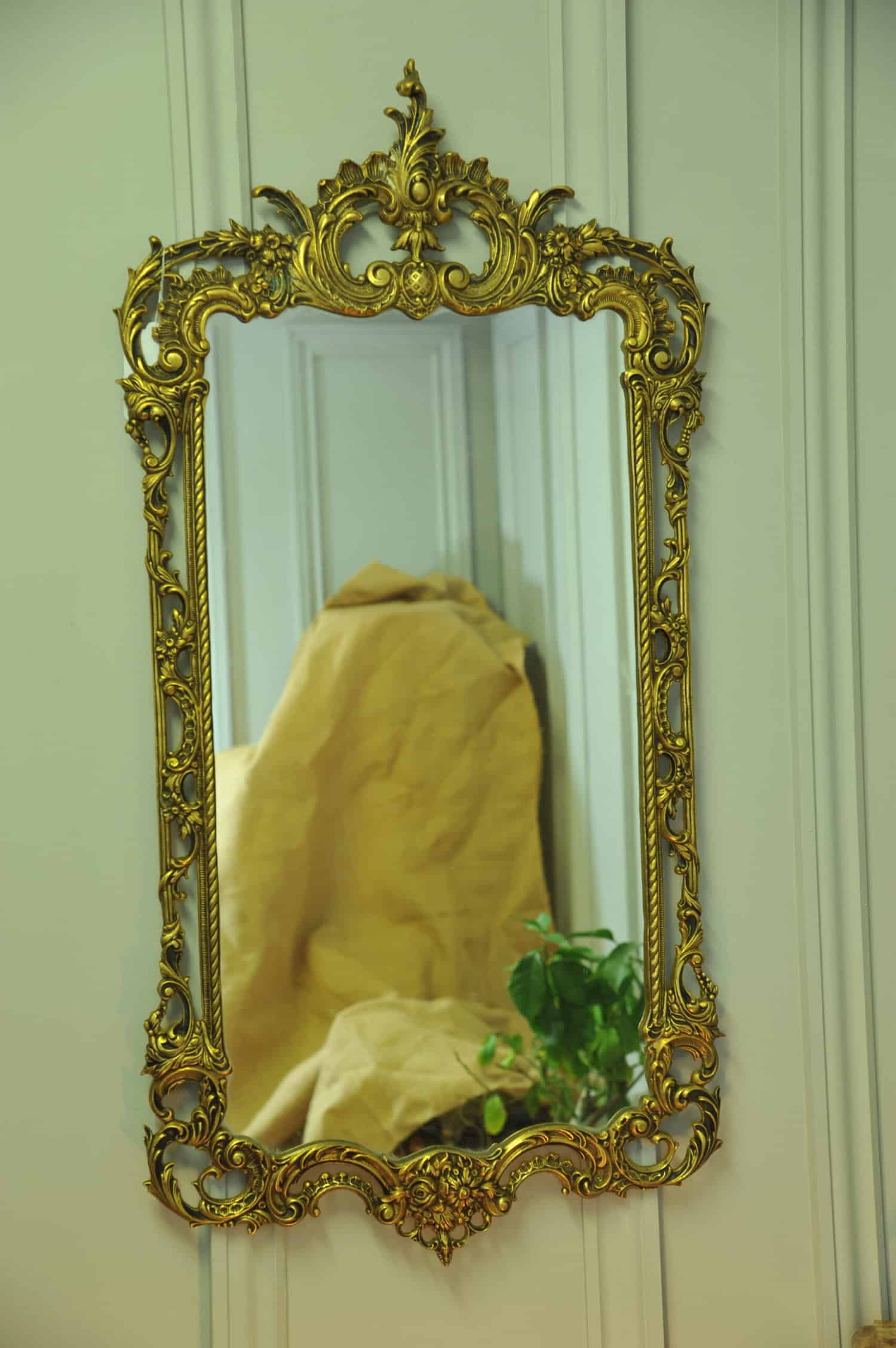 stunning vintage solid cast bronze louis xv scrolling decorated wall mirror