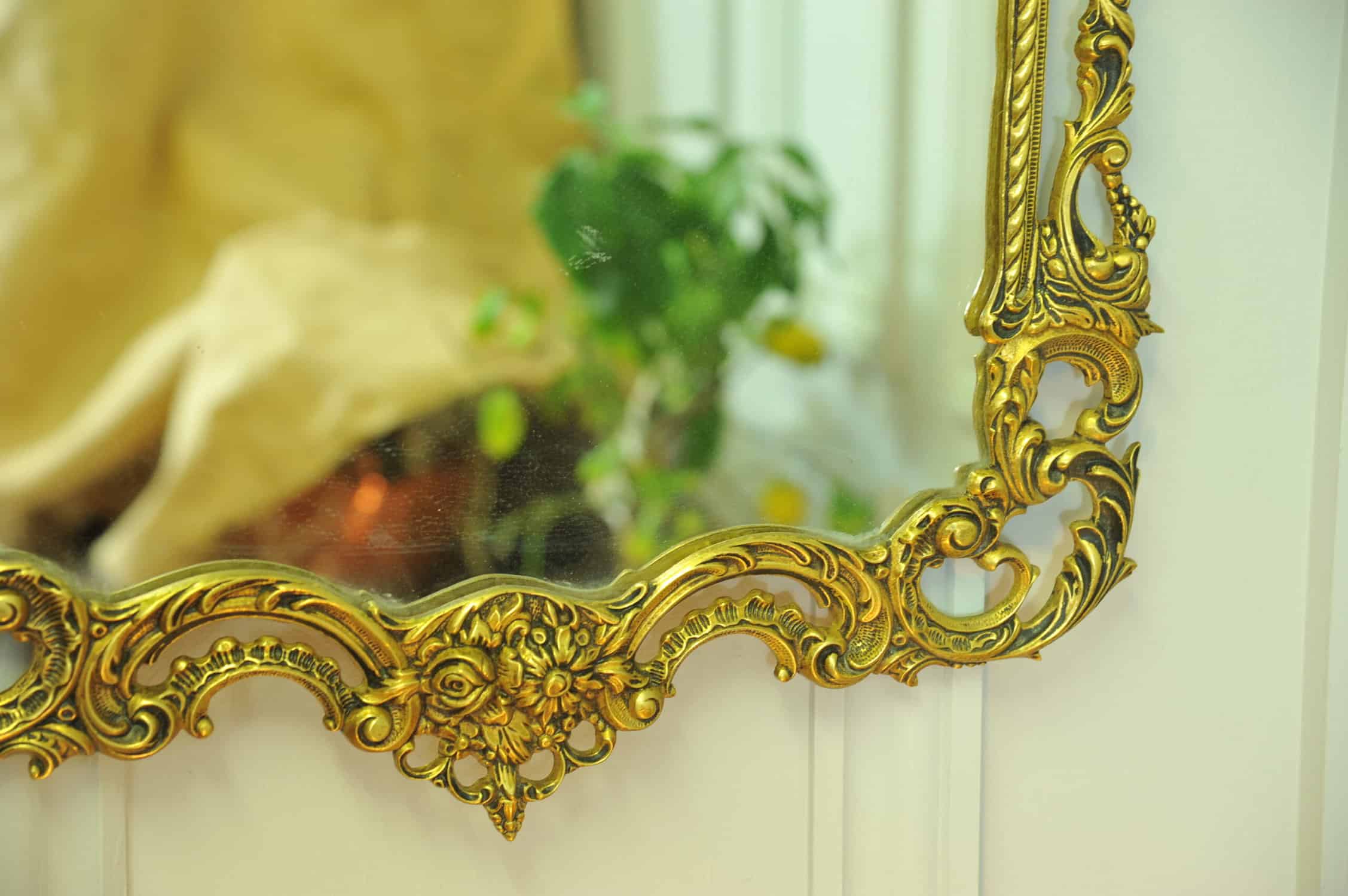 stunning vintage solid cast bronze louis xv scrolling decorated wall mirror