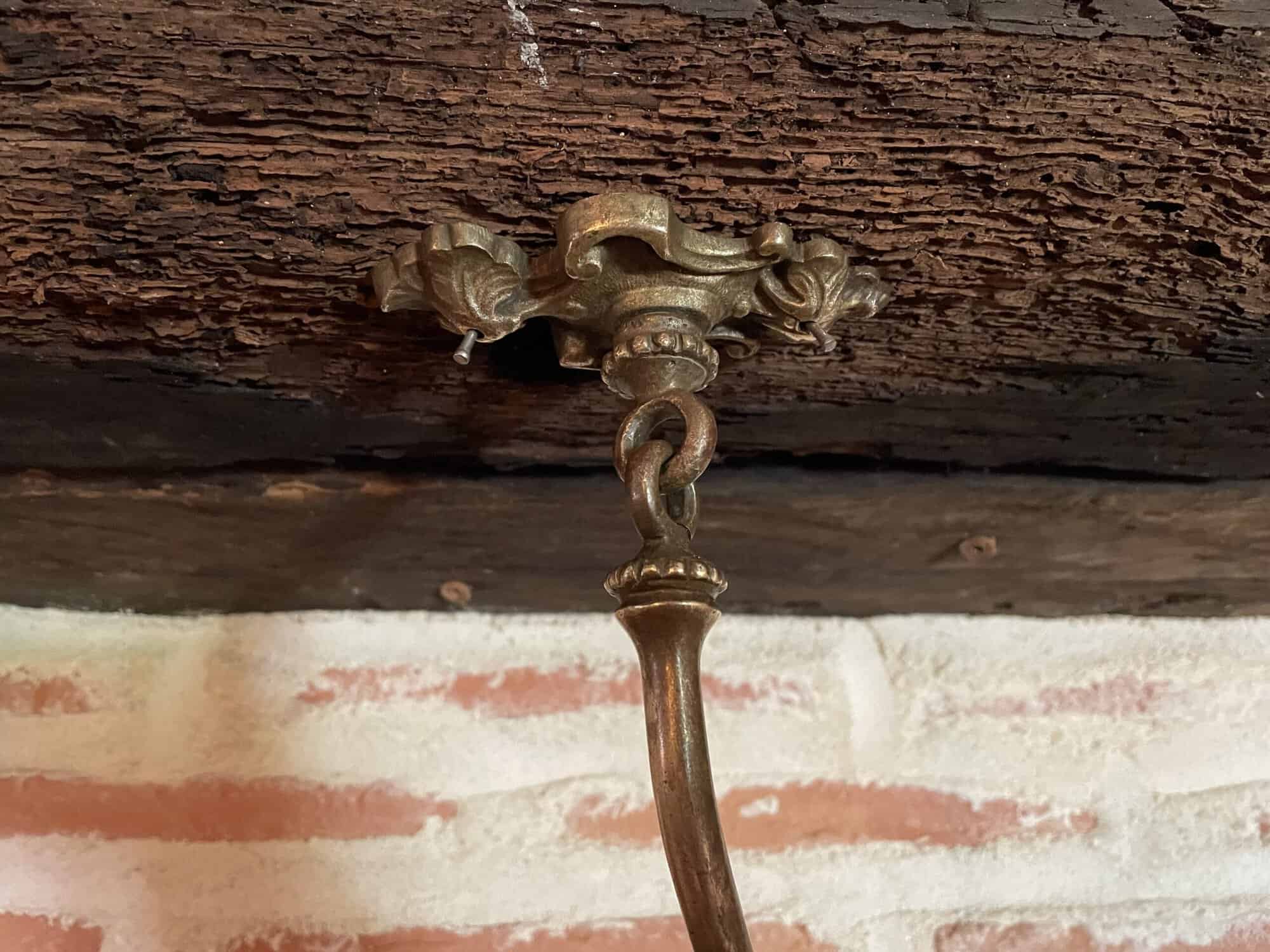 rare pair of two vintage french brass game pheasant hanging hooks