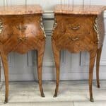 super pair of vintage french louis xv style marble top bedside cabinets