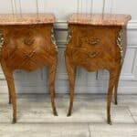 super pair of vintage french louis xv style marble top bedside cabinets