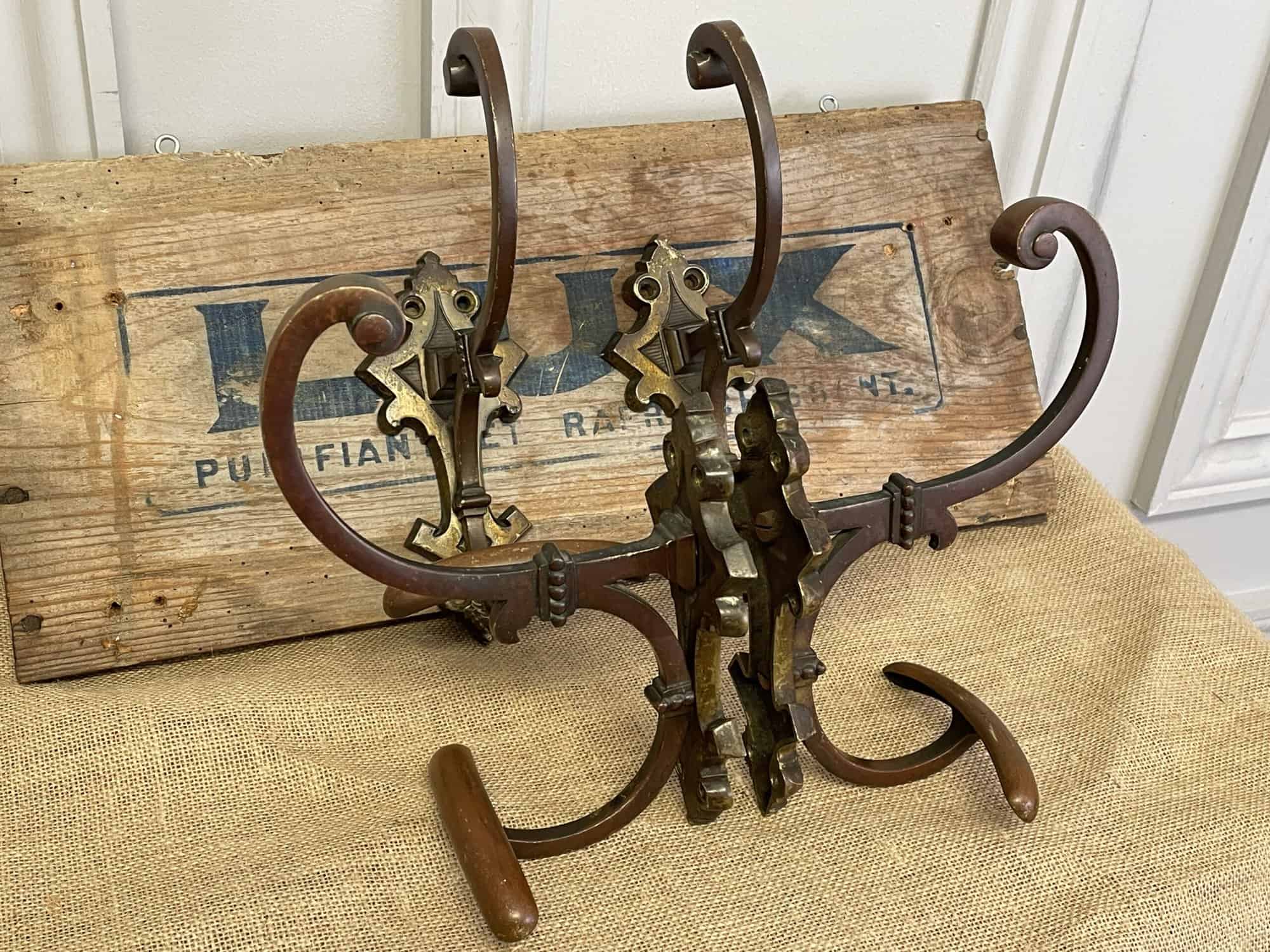 superb set of four antique french bronze hat and coat hooks