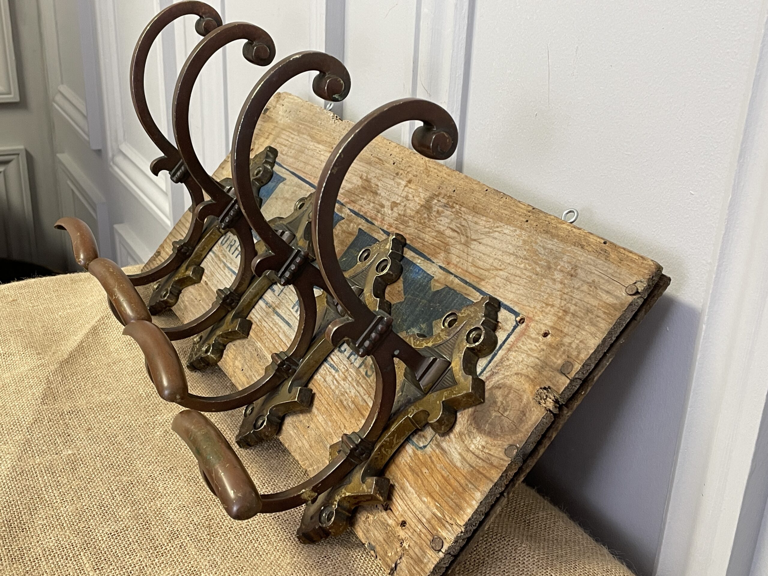superb set of four antique french bronze hat and coat hooks