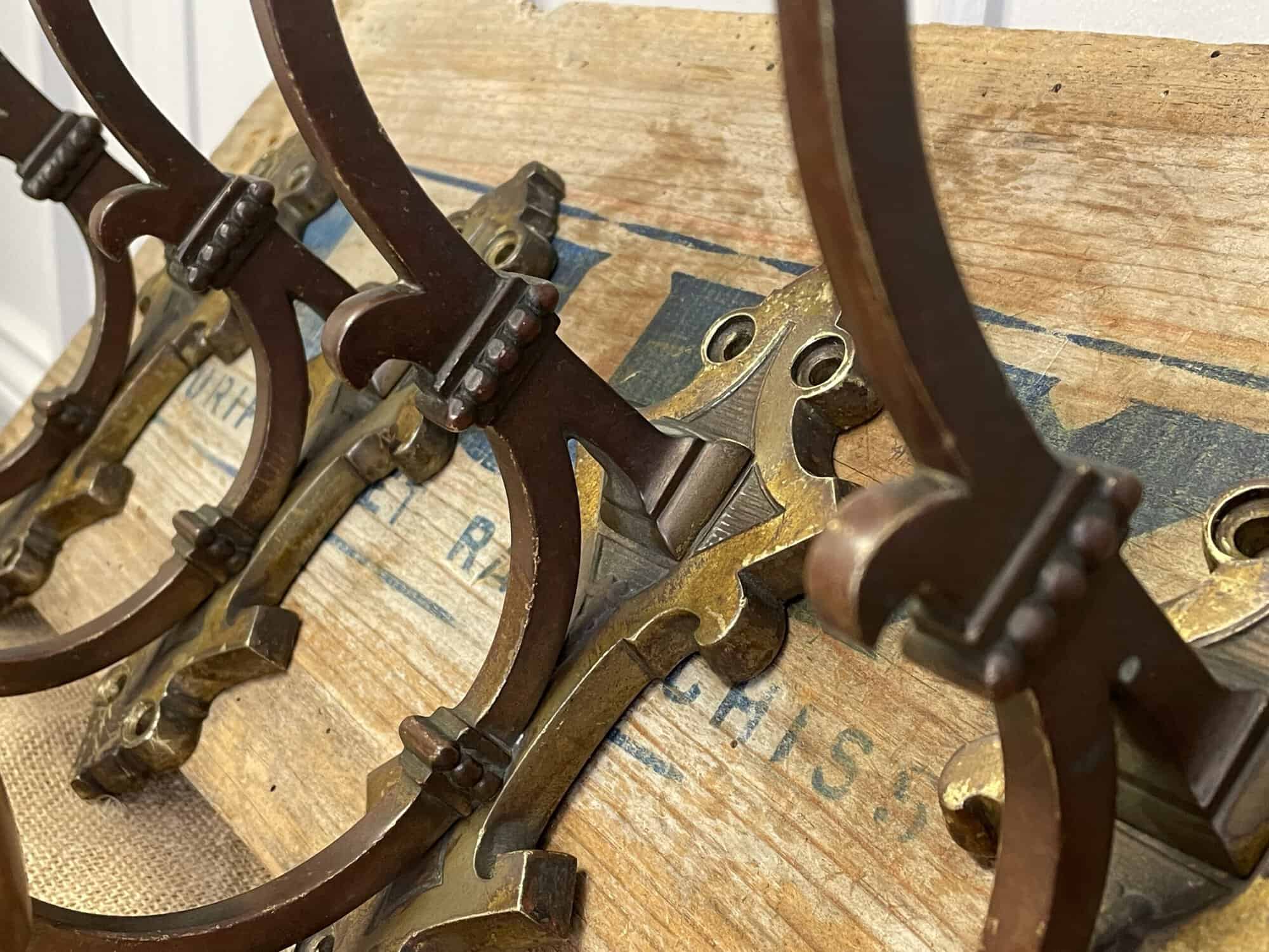 superb set of four antique french bronze hat and coat hooks