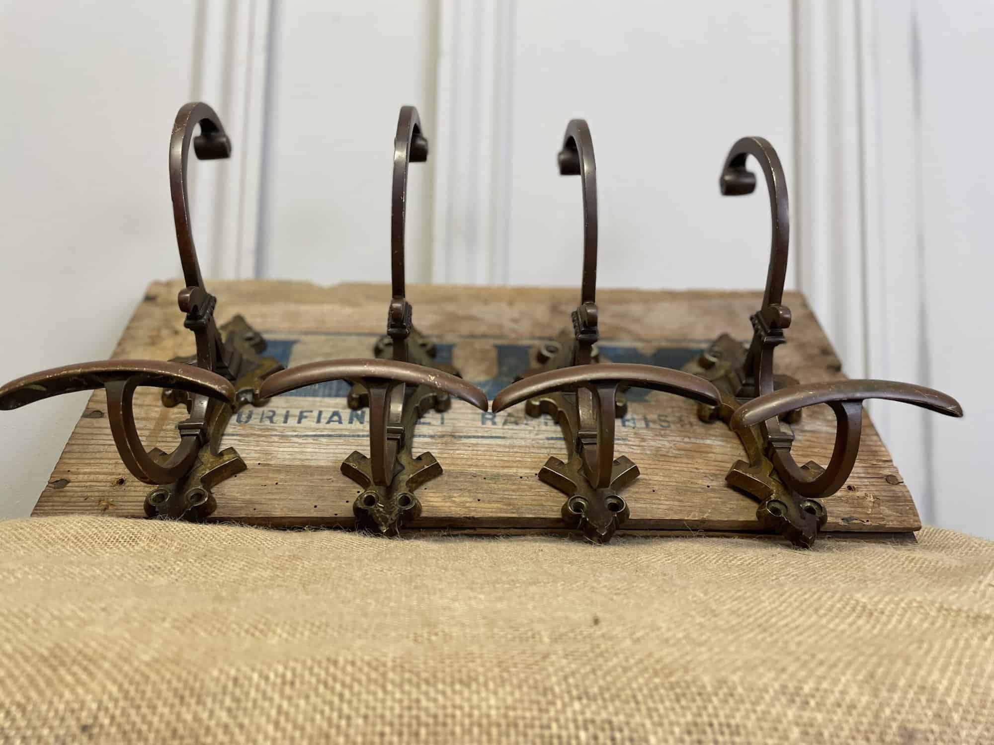 superb set of four antique french bronze hat and coat hooks