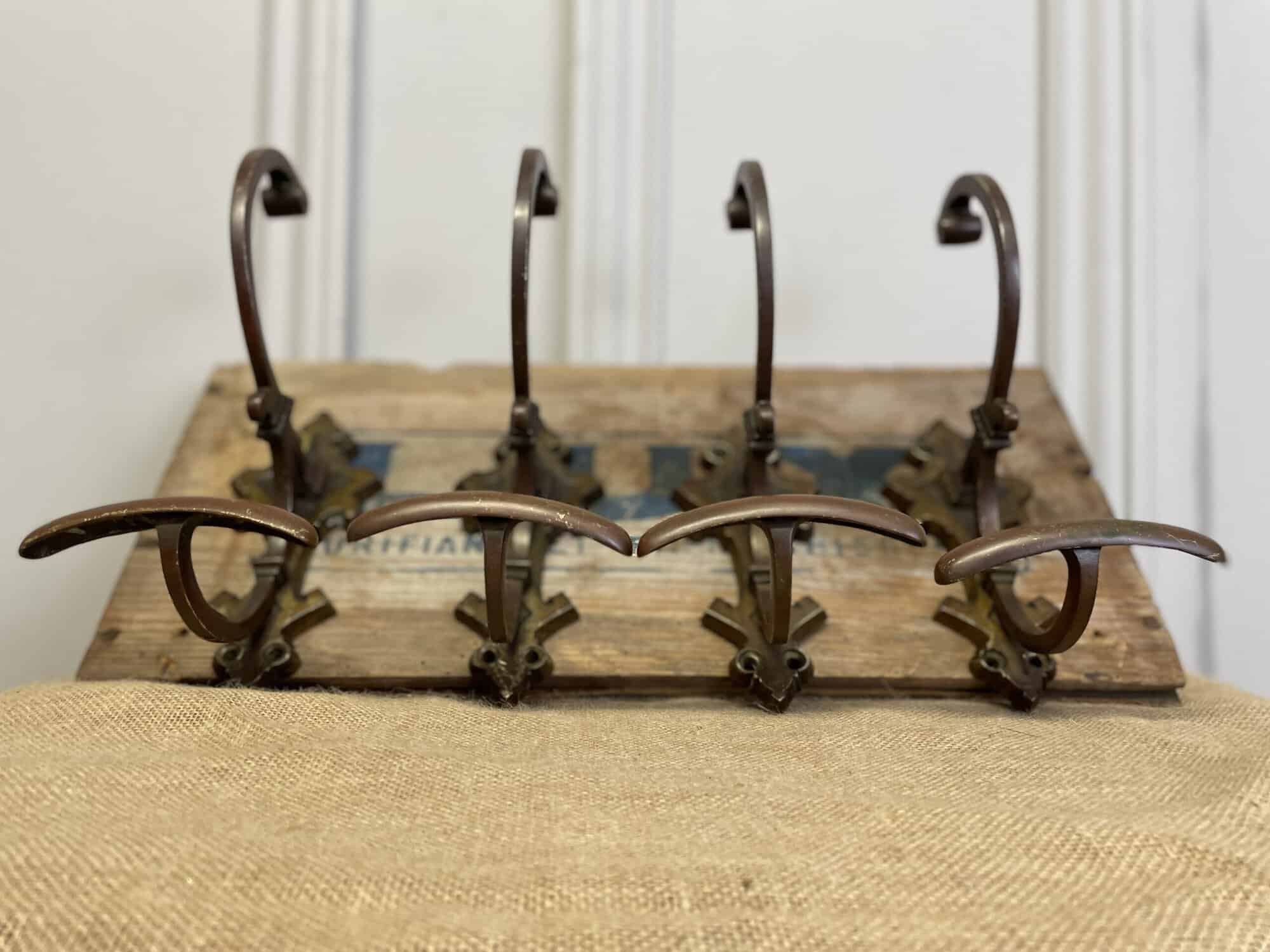 superb set of four antique french bronze hat and coat hooks