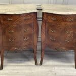 a lovely pair of vintage french louis xv style marble top bedside cabinets