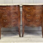 a lovely pair of vintage french louis xv style marble top bedside cabinets