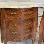 a lovely pair of vintage french louis xv style marble top bedside cabinets