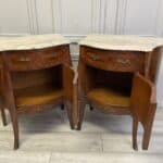 a lovely pair of vintage french louis xv style marble top bedside cabinets