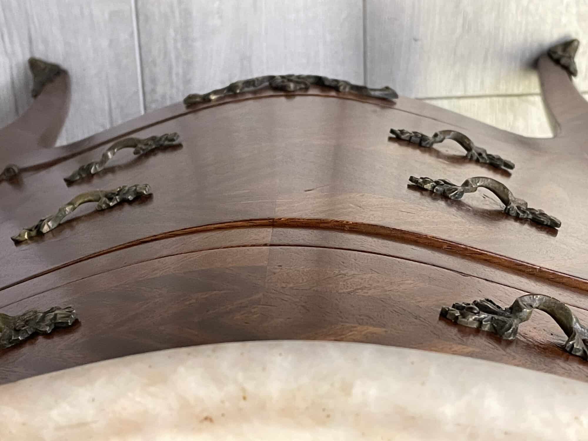 a lovely pair of vintage french louis xv style marble top bedside cabinets