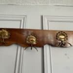 beautiful vintage gilt bronze three hook hat coat rack