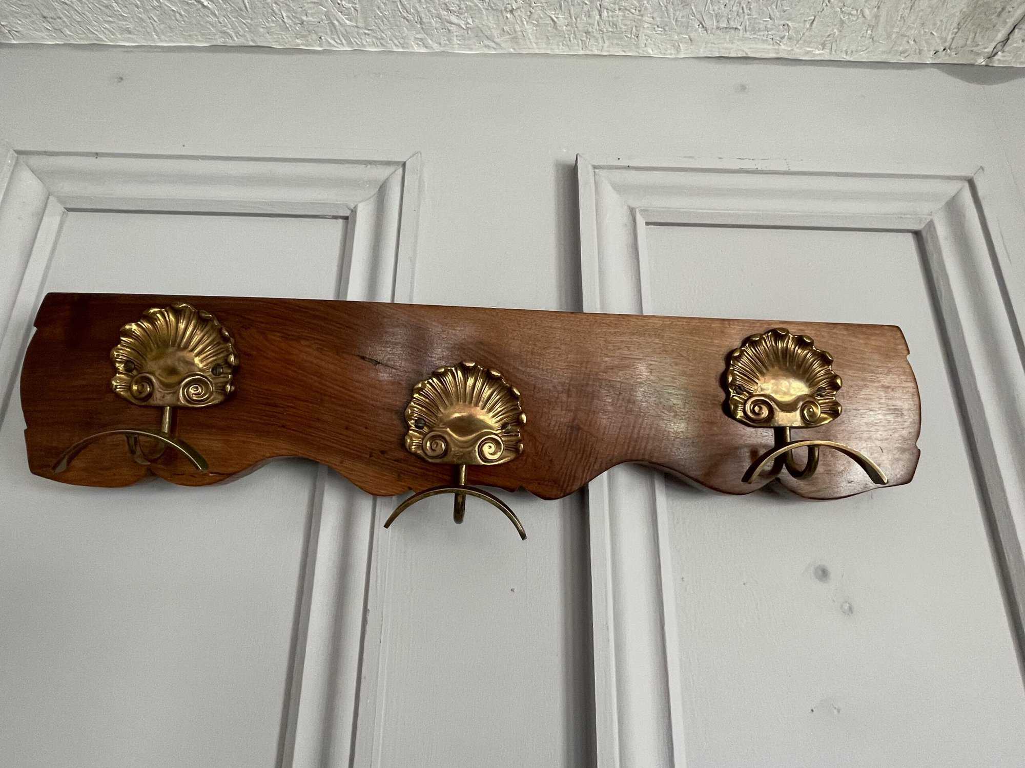 beautiful vintage gilt bronze three hook hat coat rack