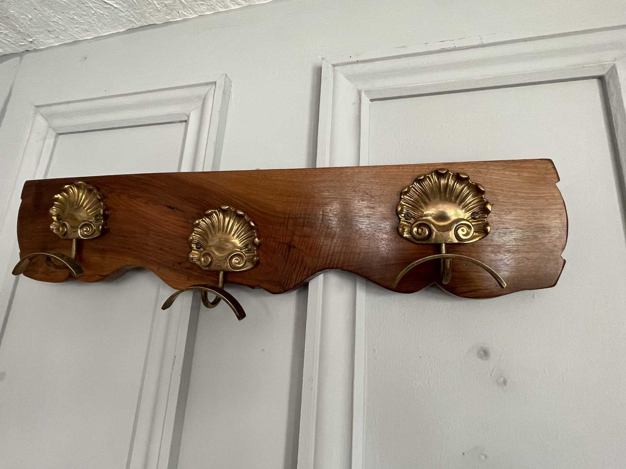 beautiful vintage gilt bronze three hook hat coat rack